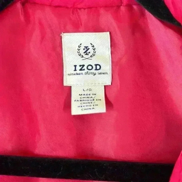Izod Women’s Size L Fuschia Hot Pink Quilted Vest 2 Pockets Interior Drawstring - Picture 3 of 7